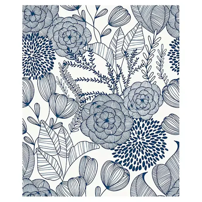 Sale Kirklands Home Navy Floral Garden Peel & Stick Wallpaper Blue