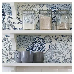 Sale Kirklands Home Navy Floral Garden Peel & Stick Wallpaper Blue