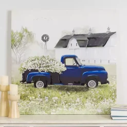 Sale Kirklands Home Navy Floral Pickup Truck Canvas Art Print