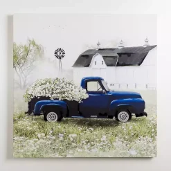 Sale Kirklands Home Navy Floral Pickup Truck Canvas Art Print