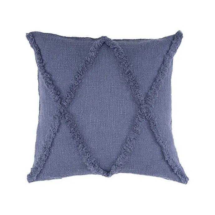 Hot Kirklands Home Navy Fringe Diamond Pillow, 18 in. Blue