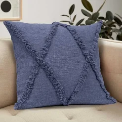 Hot Kirklands Home Navy Fringe Diamond Pillow, 18 in. Blue
