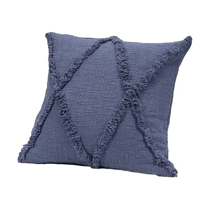 Hot Kirklands Home Navy Fringe Diamond Pillow, 18 in. Blue