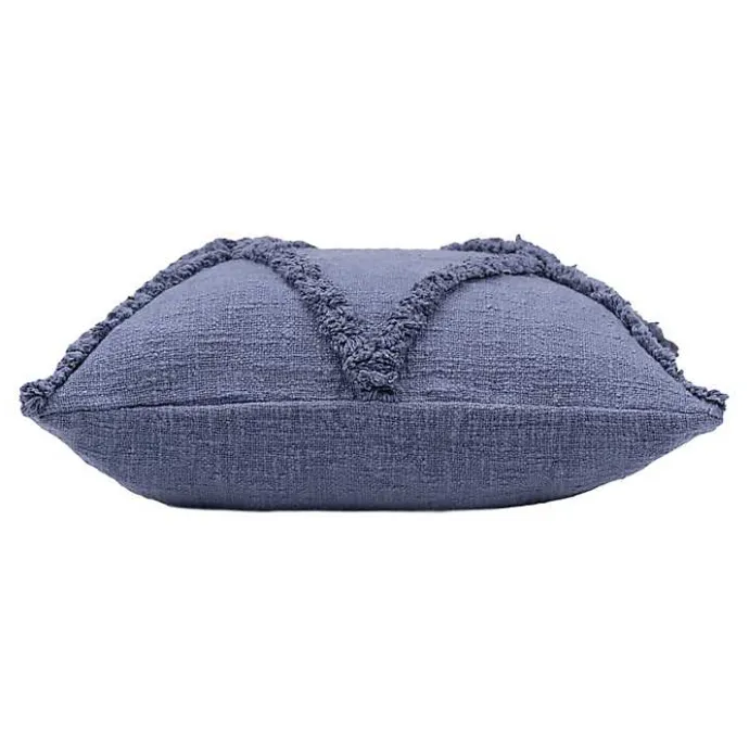 Hot Kirklands Home Navy Fringe Diamond Pillow, 18 in. Blue