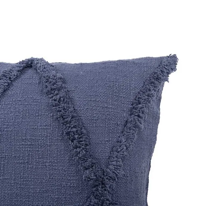 Hot Kirklands Home Navy Fringe Diamond Pillow, 18 in. Blue
