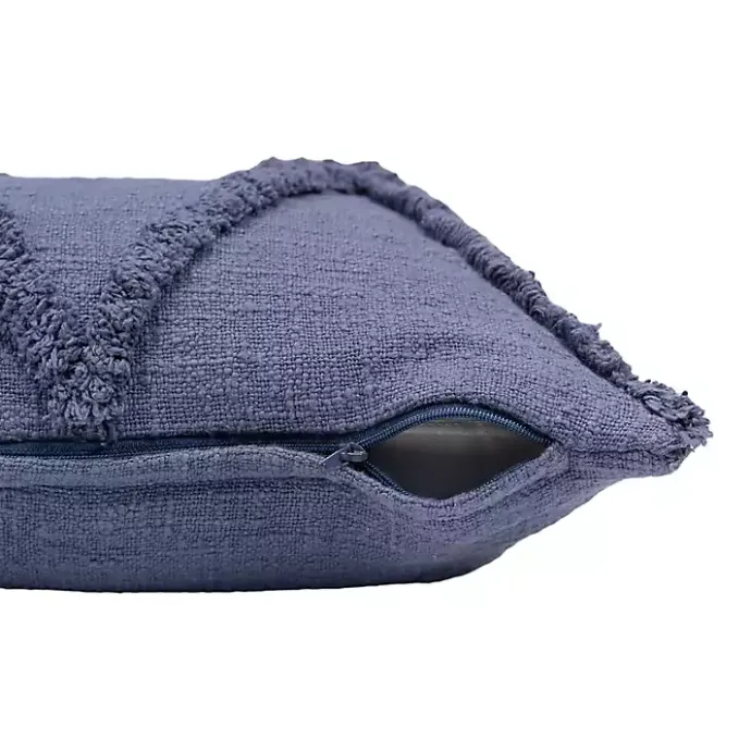 Hot Kirklands Home Navy Fringe Diamond Pillow, 18 in. Blue