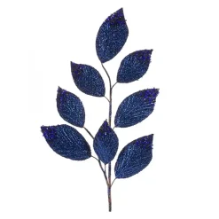 Best Kirklands Home Navy Glitter Leaf Sprays, Set of 6 Blue