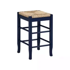 Outlet Kirklands Home Navy Handwoven Square Wooden Counter Stool Blue