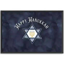 New Kirklands Home Navy Happy Hanukkah Star Framed Wall Art