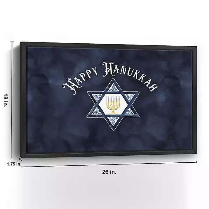 New Kirklands Home Navy Happy Hanukkah Star Framed Wall Art