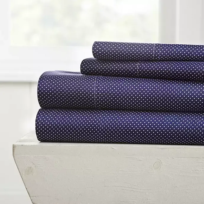 New Kirklands Home Navy Hearts 4-pc. King Sheet Set Blue