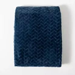 Sale Kirklands Home Navy Heavenly Herringbone Plush Throw Blue