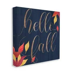 Outlet Kirklands Home Navy Hello Fall Wood Plank Canvas Wall Art