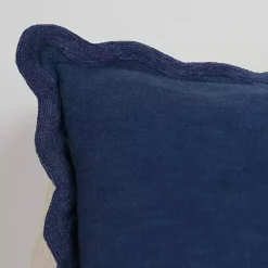 Best Kirklands Home Navy Juna Scalloped Pillow, 22 in. Blue