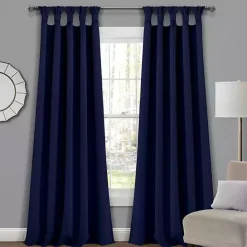 Sale Kirklands Home Navy Knotted Curtain Panel Set, 84 in. Blue