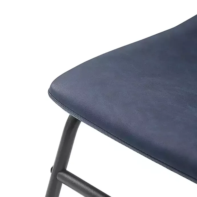 Hot Kirklands Home Navy Leather Industrial Dining Chairs, Set of 2 Blue