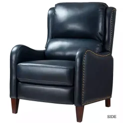Clearance Kirklands Home Navy Leather Nailhead Traditional Recliner Blue