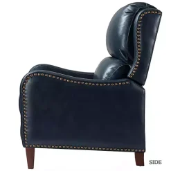 Clearance Kirklands Home Navy Leather Nailhead Traditional Recliner Blue