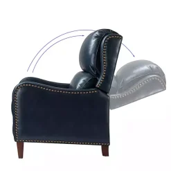 Clearance Kirklands Home Navy Leather Nailhead Traditional Recliner Blue