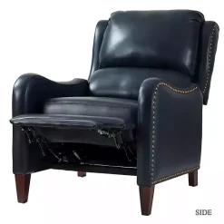Clearance Kirklands Home Navy Leather Nailhead Traditional Recliner Blue