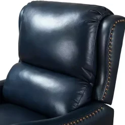Clearance Kirklands Home Navy Leather Nailhead Traditional Recliner Blue