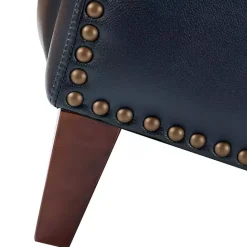 Clearance Kirklands Home Navy Leather Nailhead Traditional Recliner Blue