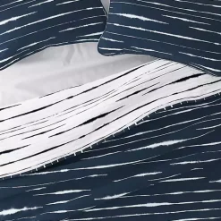 New Kirklands Home Navy Linear Reversible 3-pc. King Quilt Set