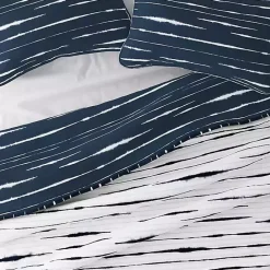 New Kirklands Home Navy Linear Reversible 3-pc. King Quilt Set