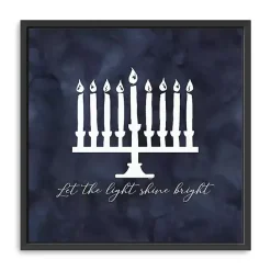 Clearance Kirklands Home Navy Menorah Framed Hanukkah Wall Art