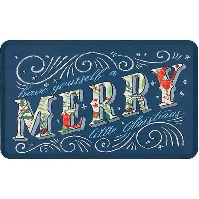 Discount Kirklands Home Navy Merry Little Christmas Kitchen Mat Blue
