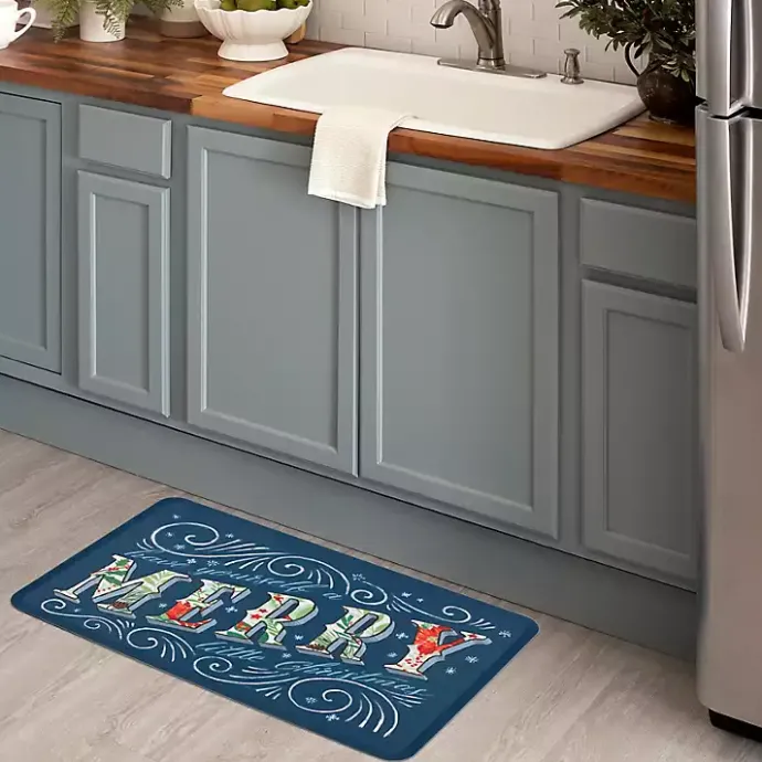 Discount Kirklands Home Navy Merry Little Christmas Kitchen Mat Blue