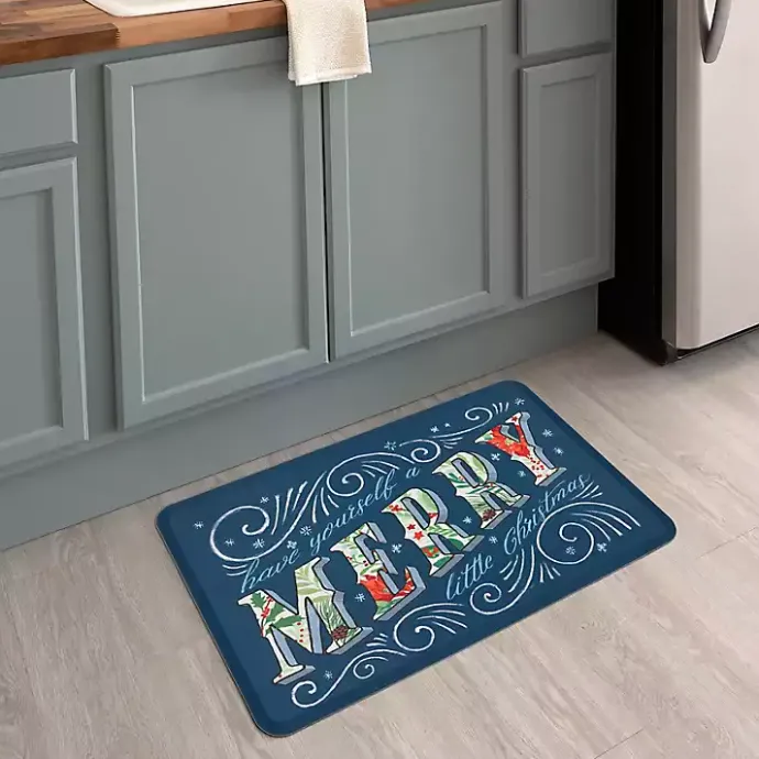 Discount Kirklands Home Navy Merry Little Christmas Kitchen Mat Blue