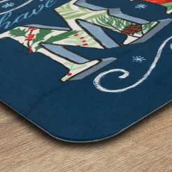 Discount Kirklands Home Navy Merry Little Christmas Kitchen Mat Blue