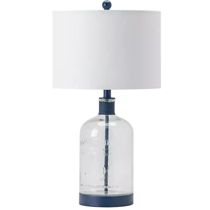 Best Kirklands Home Navy Metal and Glass Jar Table Lamp White