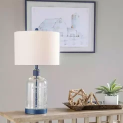 Best Kirklands Home Navy Metal and Glass Jar Table Lamp White