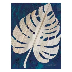 New Kirklands Home Navy Monstera Leaf Giclee Canvas Art Print