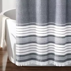 Best Kirklands Home Navy Nantucket Tassel Fringe Shower Curtain Blue