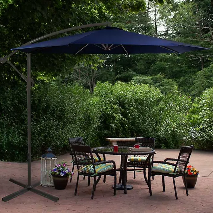 Online Kirklands Home Navy Offset Hand Crank Outdoor Umbrella