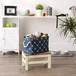 Discount Kirklands Home Navy Paw Trellis Rectangle Basket, 14 in. Blue