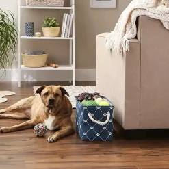 Discount Kirklands Home Navy Paw Trellis Rectangle Basket, 14 in. Blue