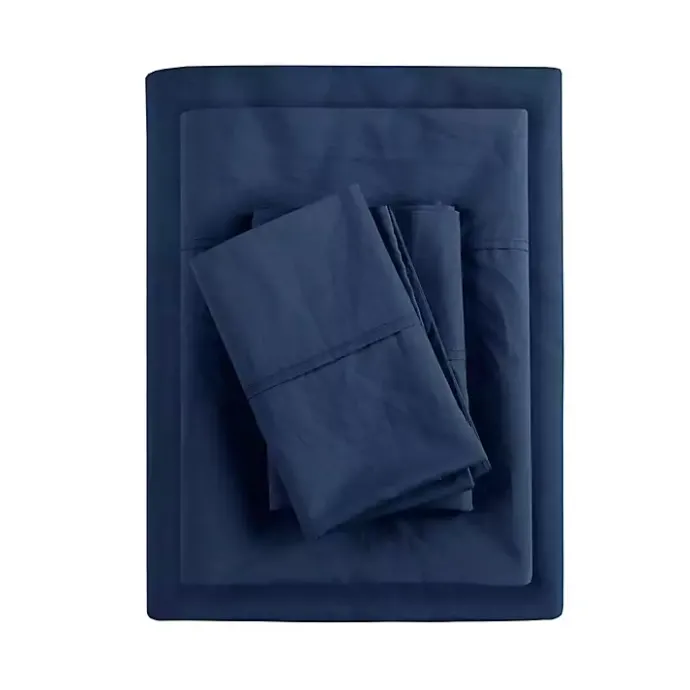 Best Kirklands Home Navy Peached Percale 4-pc. King Sheet Set Blue