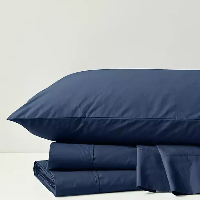 Best Kirklands Home Navy Peached Percale 4-pc. King Sheet Set Blue