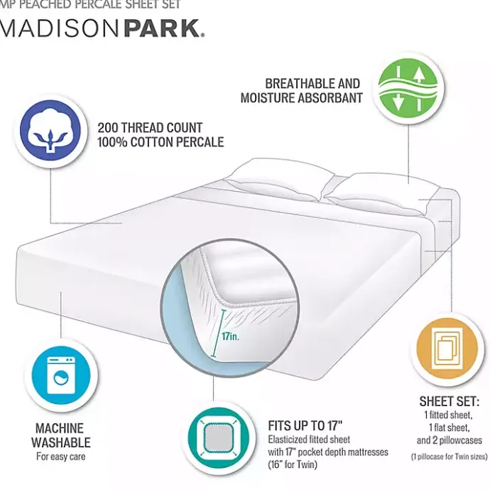 Best Kirklands Home Navy Peached Percale 4-pc. King Sheet Set Blue