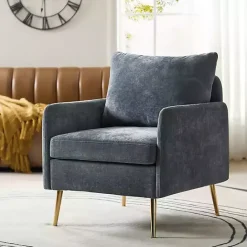 Outlet Kirklands Home Navy Penny Upholstered Accent Chair Blue