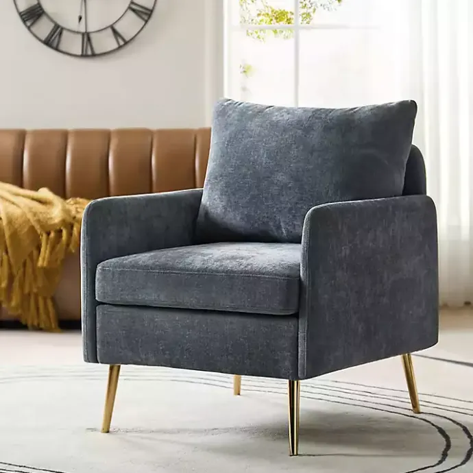 Outlet Kirklands Home Navy Penny Upholstered Accent Chair Blue