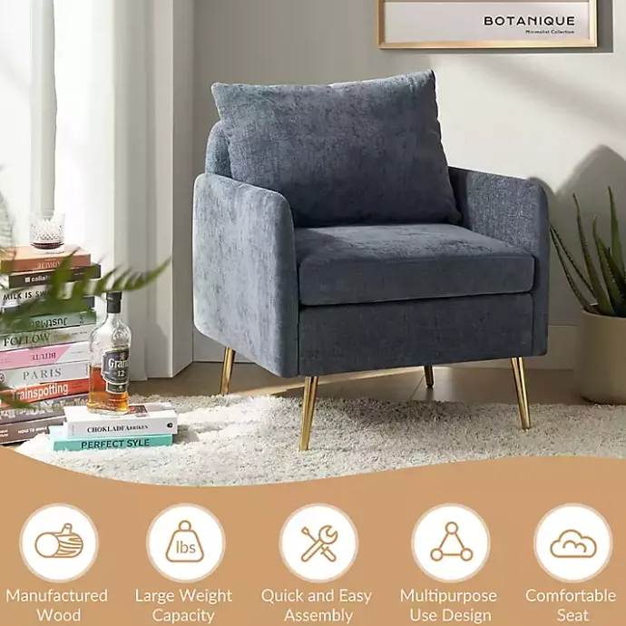 Outlet Kirklands Home Navy Penny Upholstered Accent Chair Blue