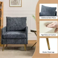 Outlet Kirklands Home Navy Penny Upholstered Accent Chair Blue