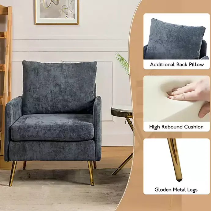 Outlet Kirklands Home Navy Penny Upholstered Accent Chair Blue