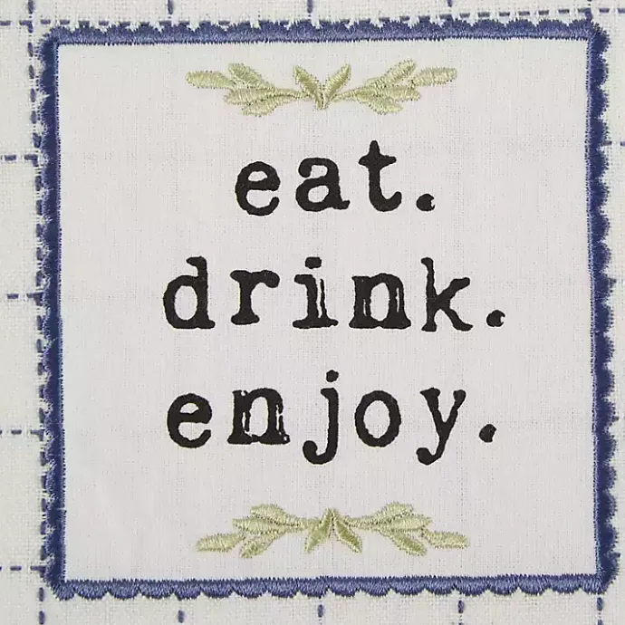 Hot Kirklands Home Navy Plaid Eat Drink Enjoy 4-pc. Dish Towel Set