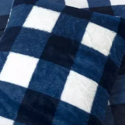 Kirklands Home Navy Plaid Faux Fur 3-pc. King Comforter Set